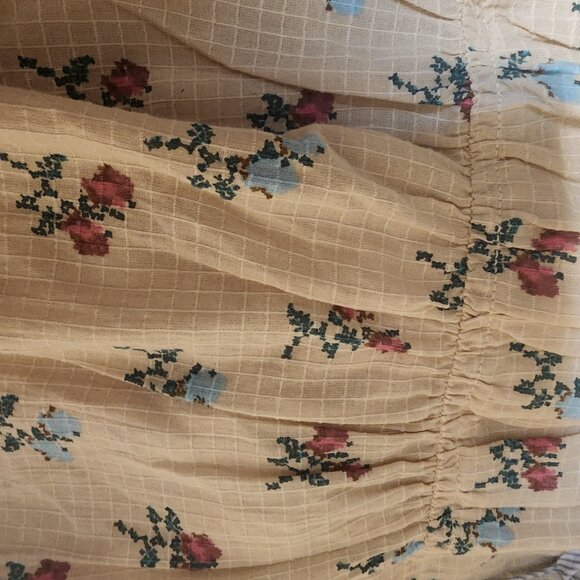 Free People Sundown Floral Mini Dress Broken Button Loop Tan Small - Picture 4 of 11